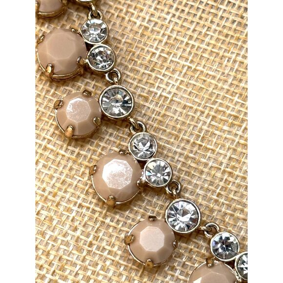 J.Crew Gold-Tone Necklace With Neutral Beige Gems & Clear Crystals 18-20 Inches - Picture 10 of 13